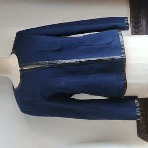 DKNY Leather Trimmed Blue Blazer size 10